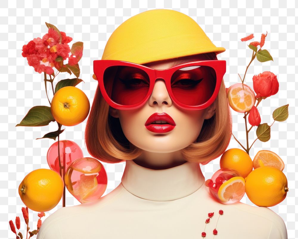 PNG Girl sunglasses grapefruit portrait.