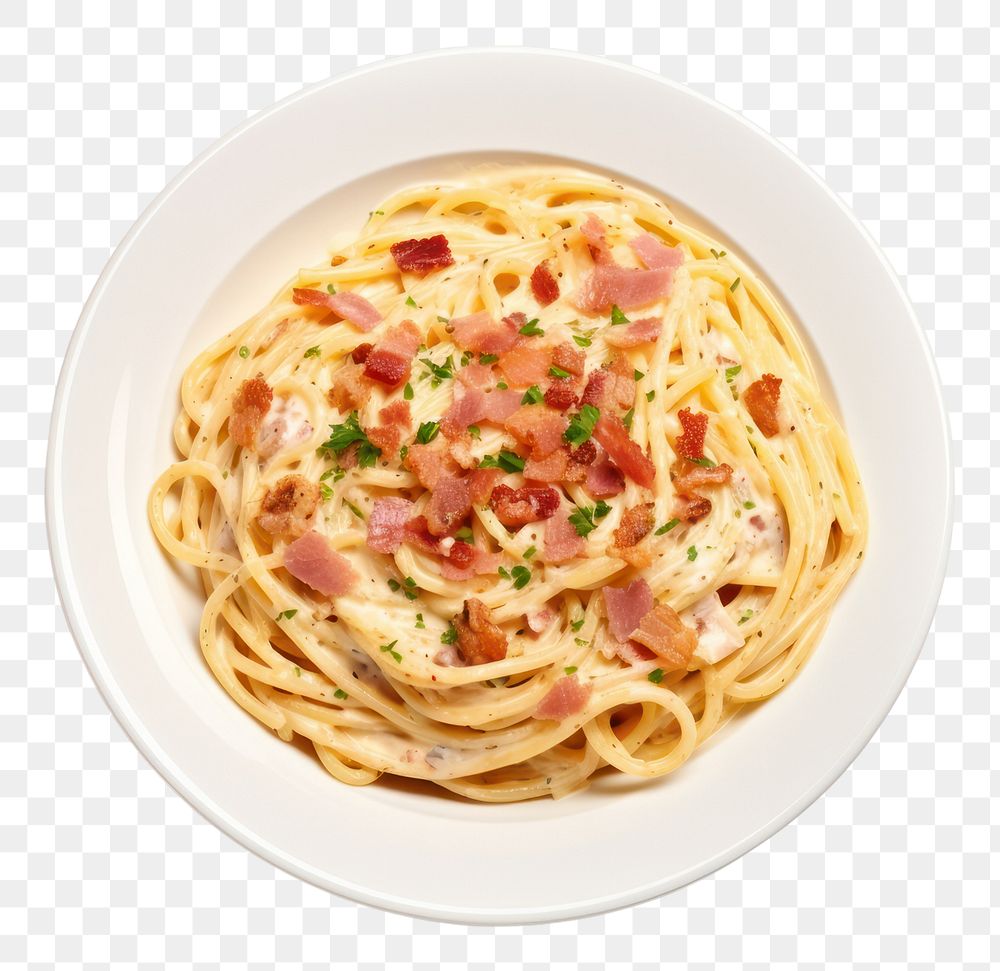 PNG Carbonara dish spaghetti pasta plate.