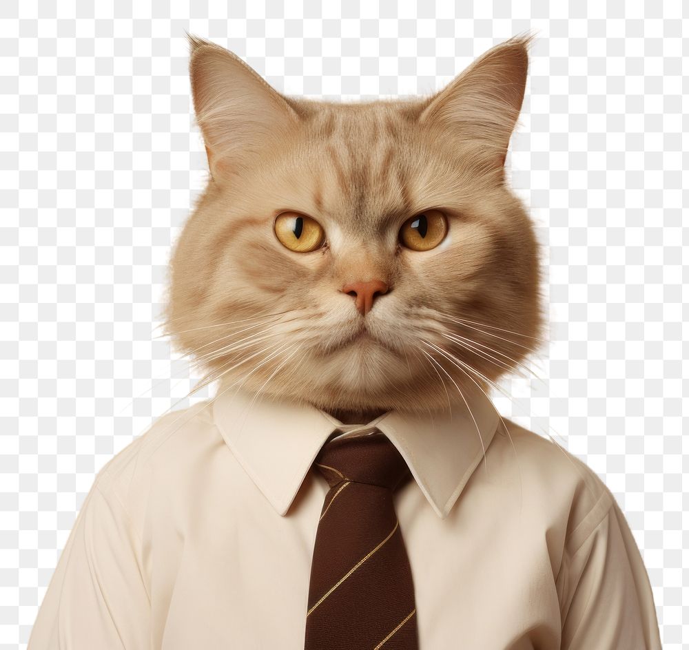 PNG  Cat animal portrait necktie.