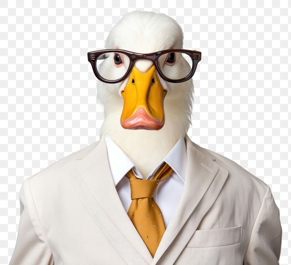 PNG Duck animal portrait glasses.