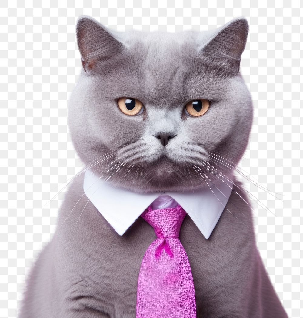 PNG Gray cat portrait animal necktie.