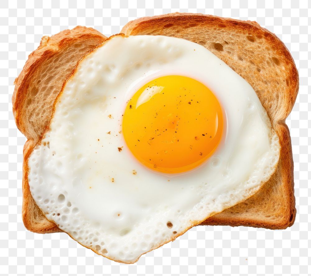 PNG Toast with fried egg food white background breakfast.