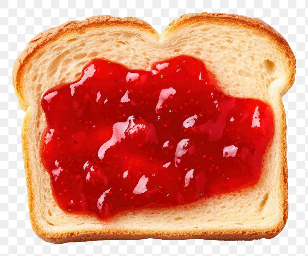 PNG Toast with strawberry jam ketchup bread slice.