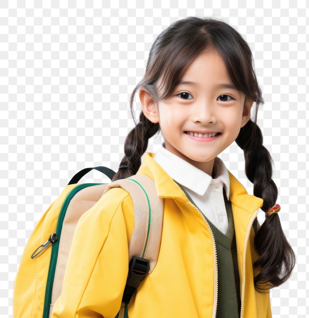 PNG Asian school girl portrait smiling smile.