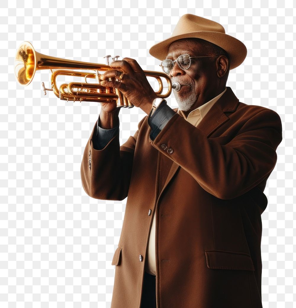 PNG Black senior man holding trumpet musician photo saxophonist. AI generated Image by rawpixel.