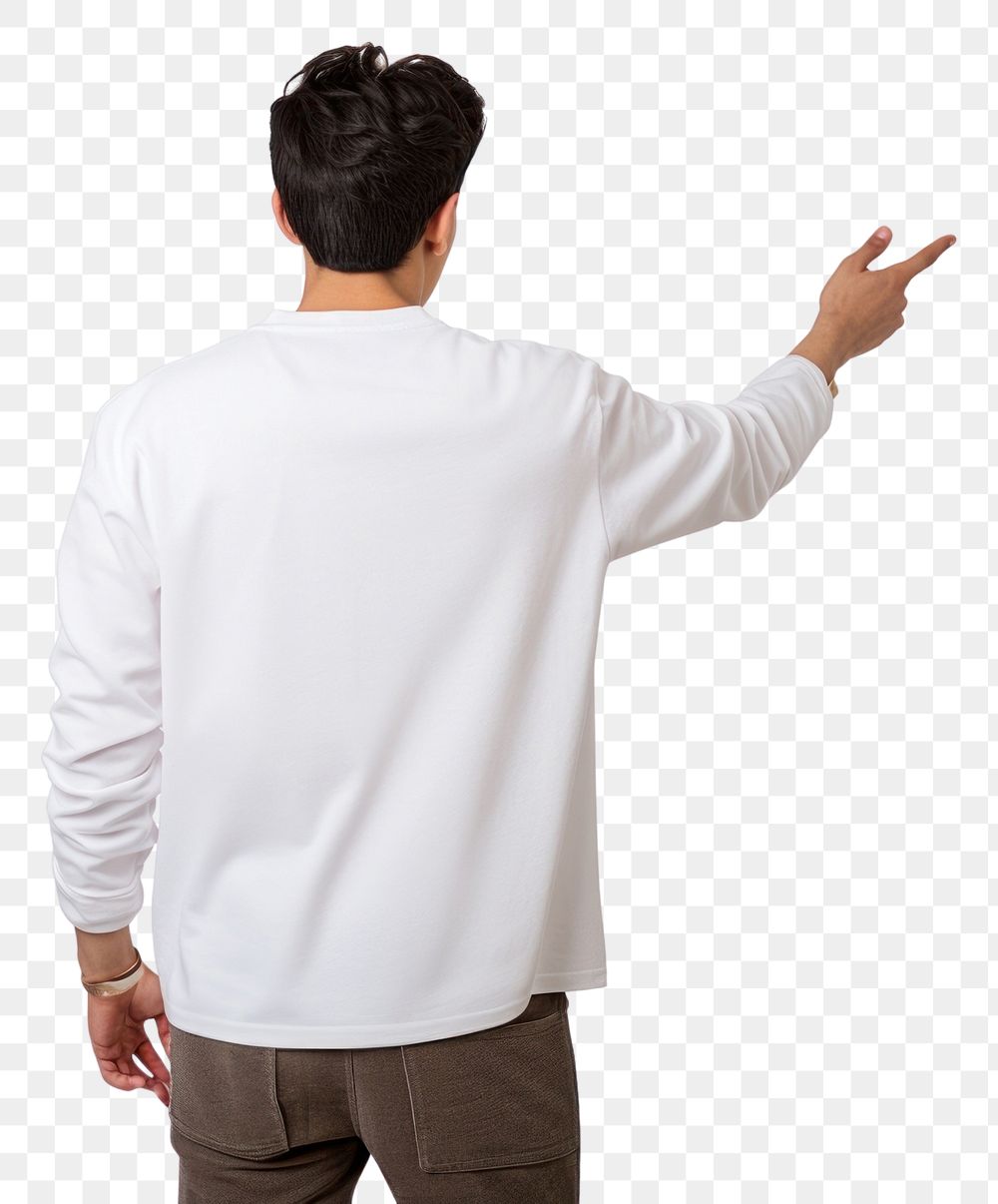 PNG Man pointing to the back t-shirt sleeve adult.