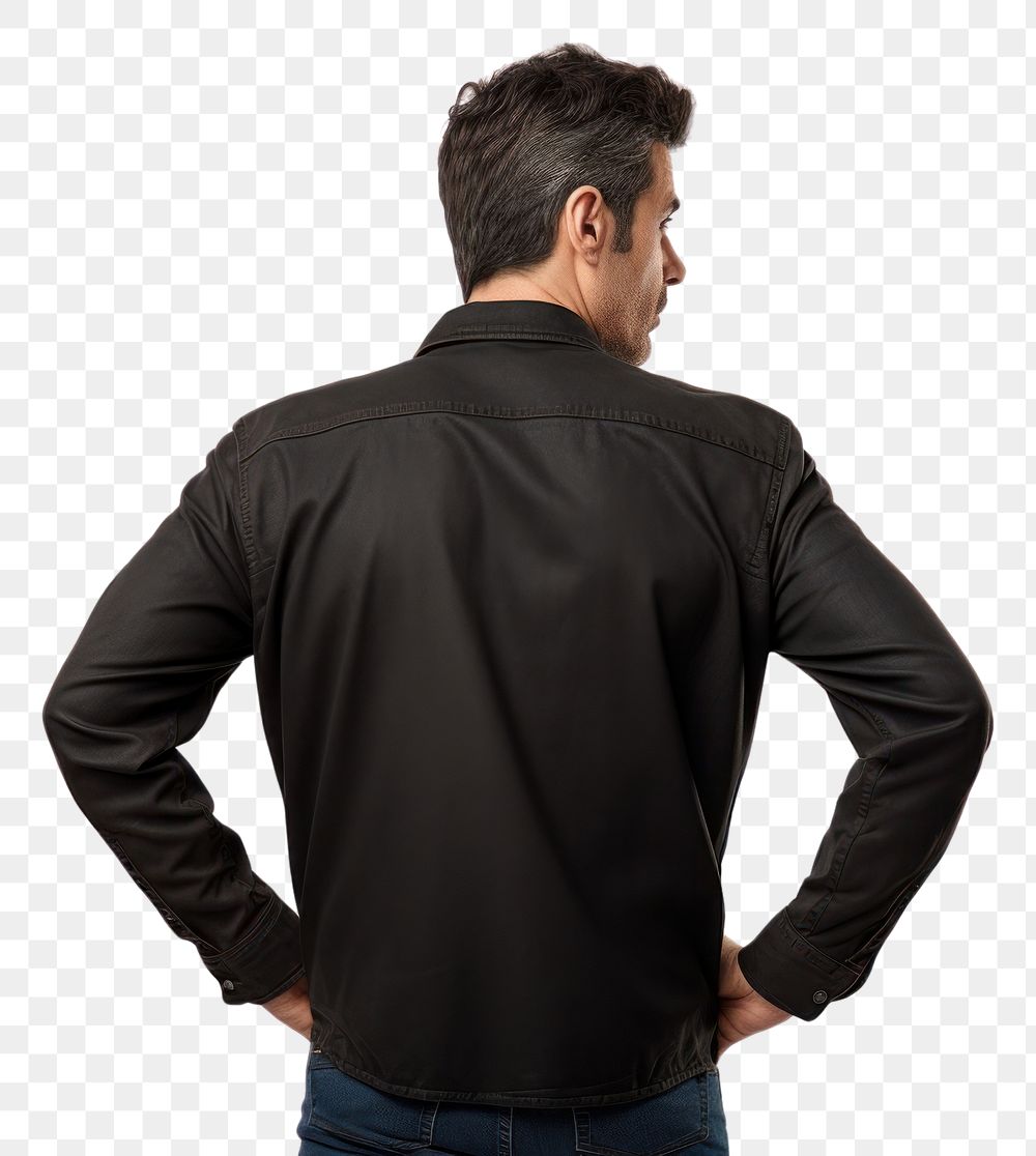 PNG Man pointing to the back sleeve jacket adult.