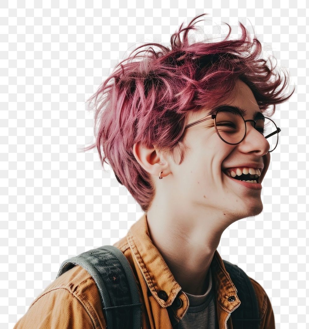 PNG  Skinny caucasian teen boy laughing smile hair fun. AI generated Image by rawpixel.