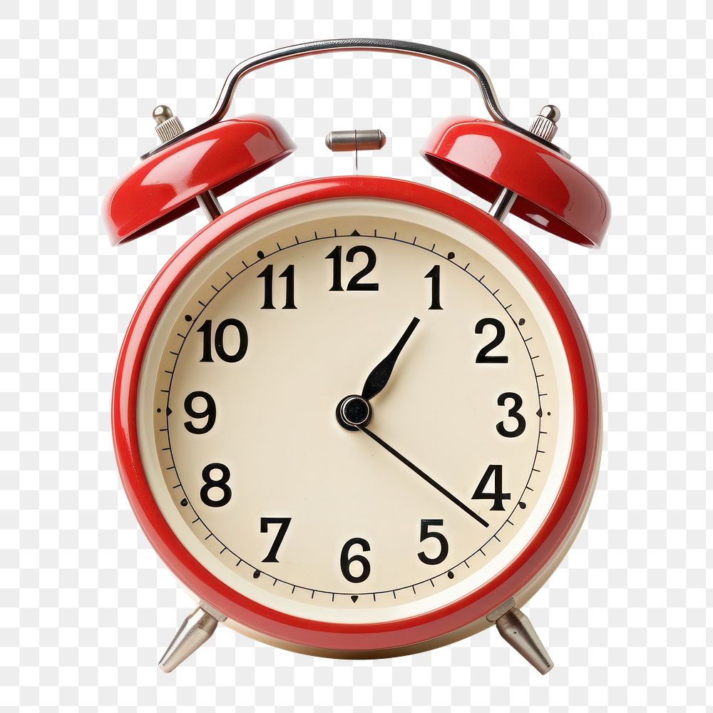 PNG  Retro alarm clock white background furniture deadline. AI generated Image by rawpixel.