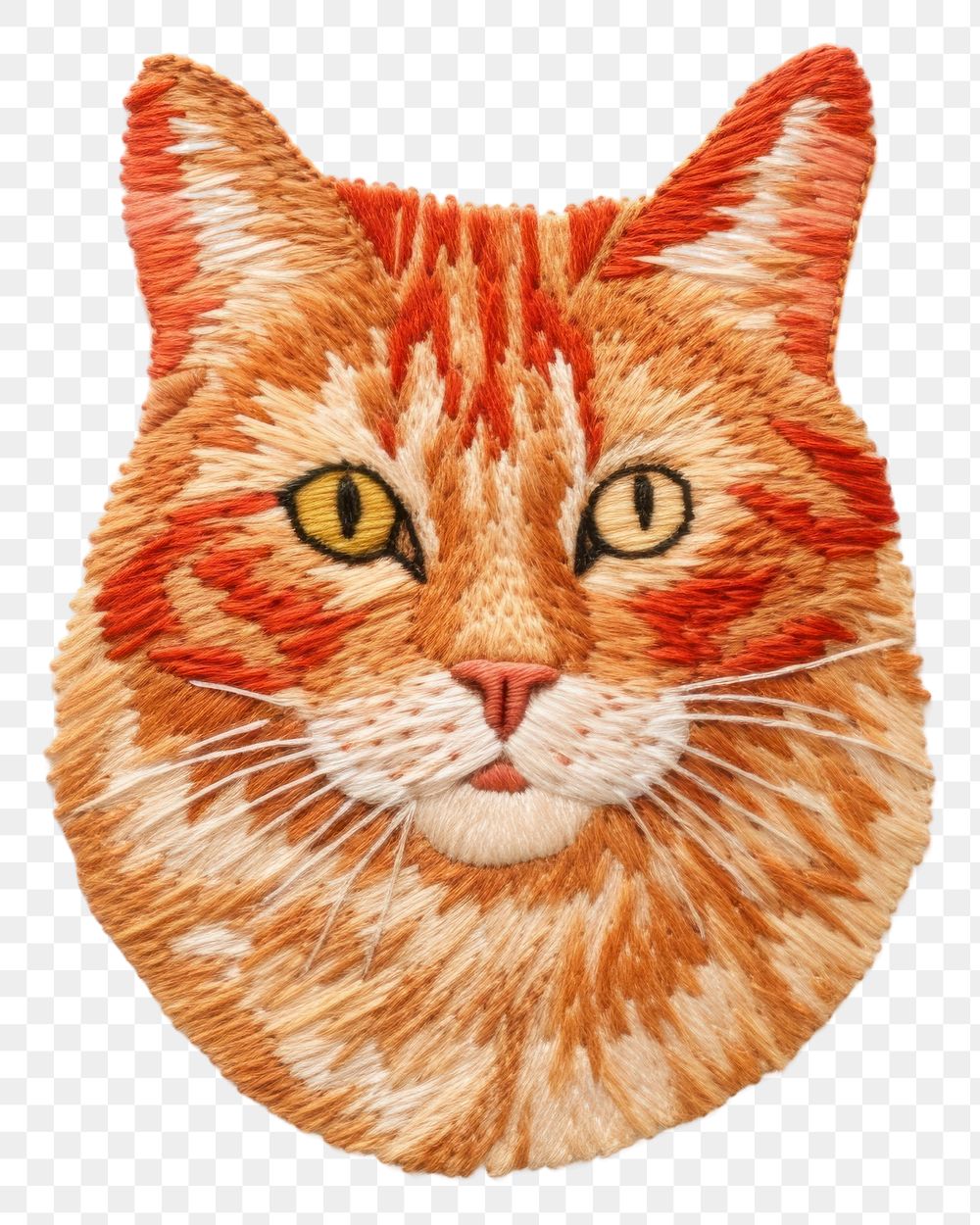 PNG Ginger cat in embroidery style animal mammal pet.