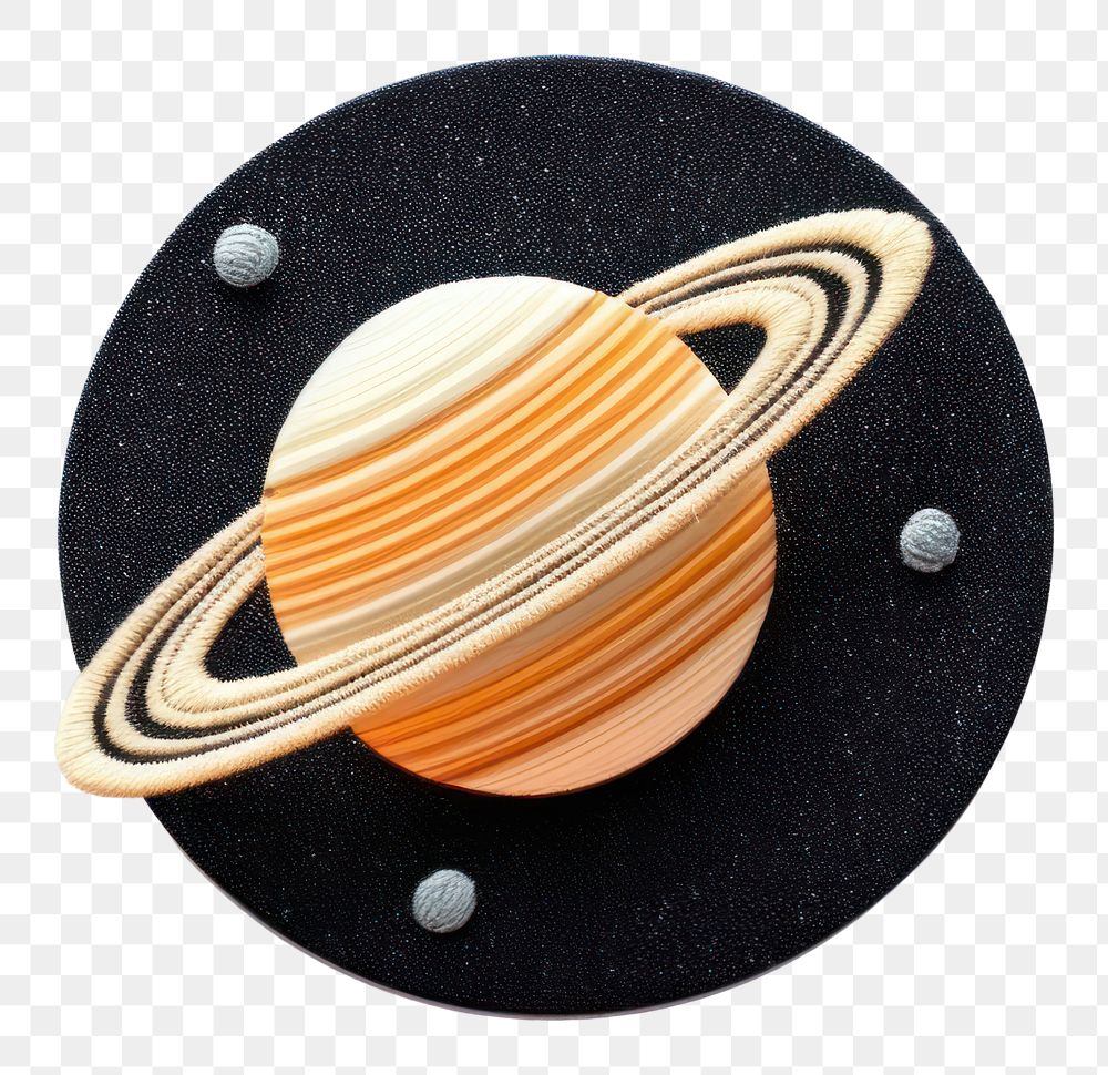 PNG Saturn planet in embroidery style accessories astronomy accessory.