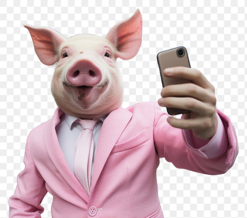 PNG Selfie pig animal mammal selfie.