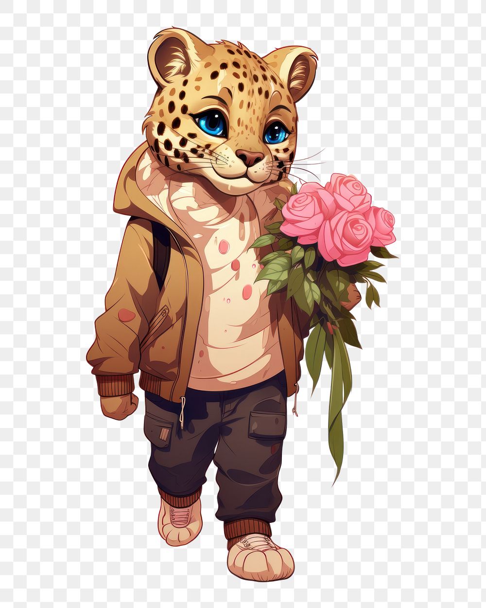 PNG  Leopard flower mammal animal. AI generated Image by rawpixel.