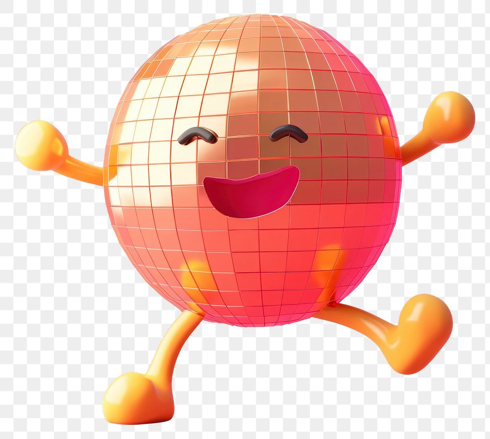 PNG Disco ball character cartoon toy representation.