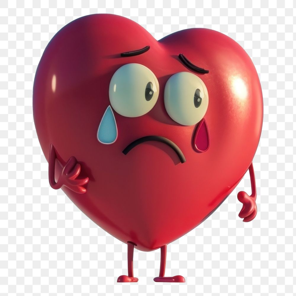 PNG 3d broken heart character balloon cartoon representation.