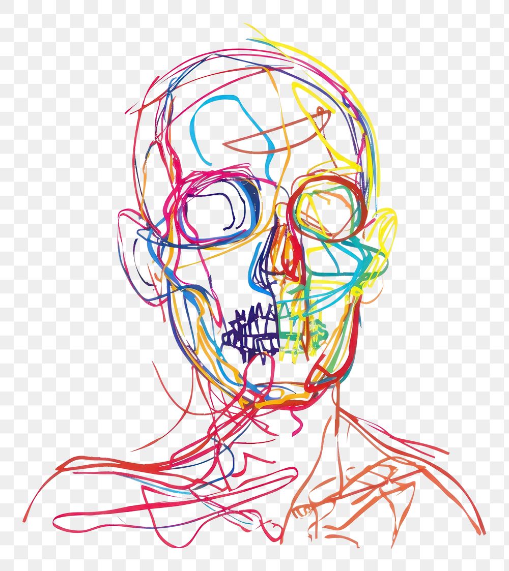 PNG Skull drawing sketch line.