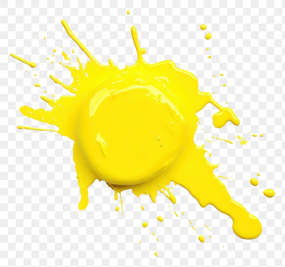 PNG Yellow paint splash white background splattered splashing.