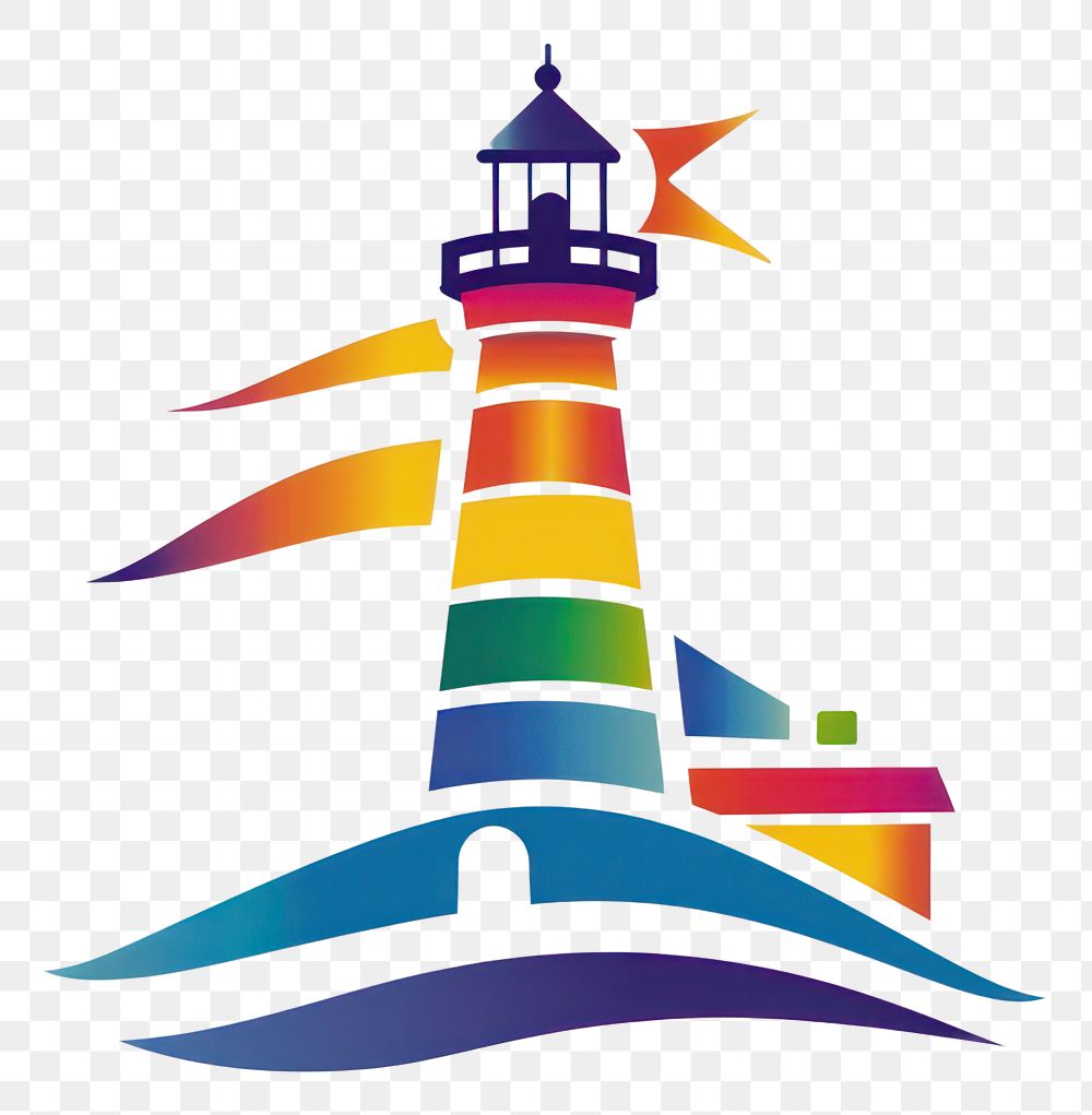 PNG Rainbow lighthouse architecture building tower.