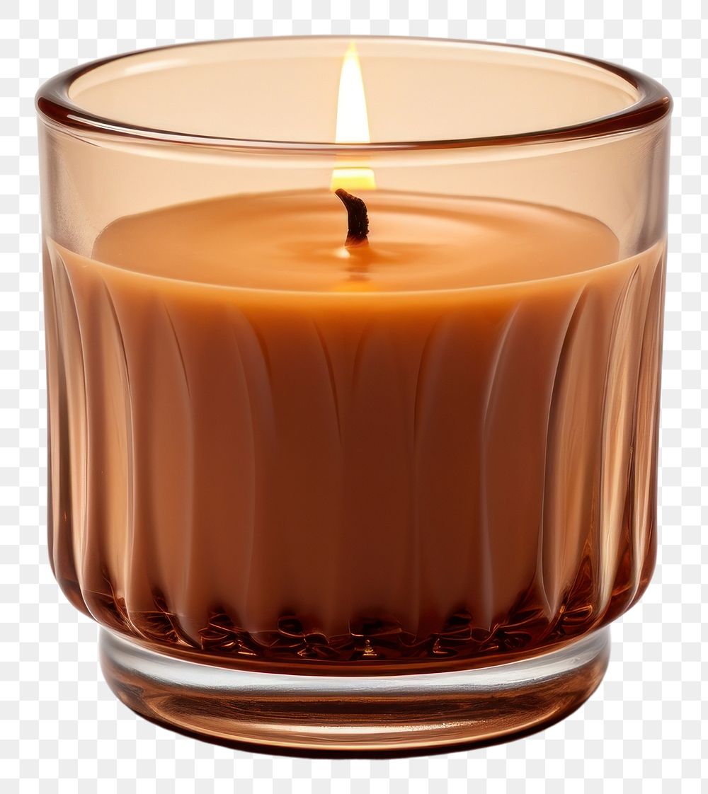 PNG Mockup of a candle glass brown white background.
