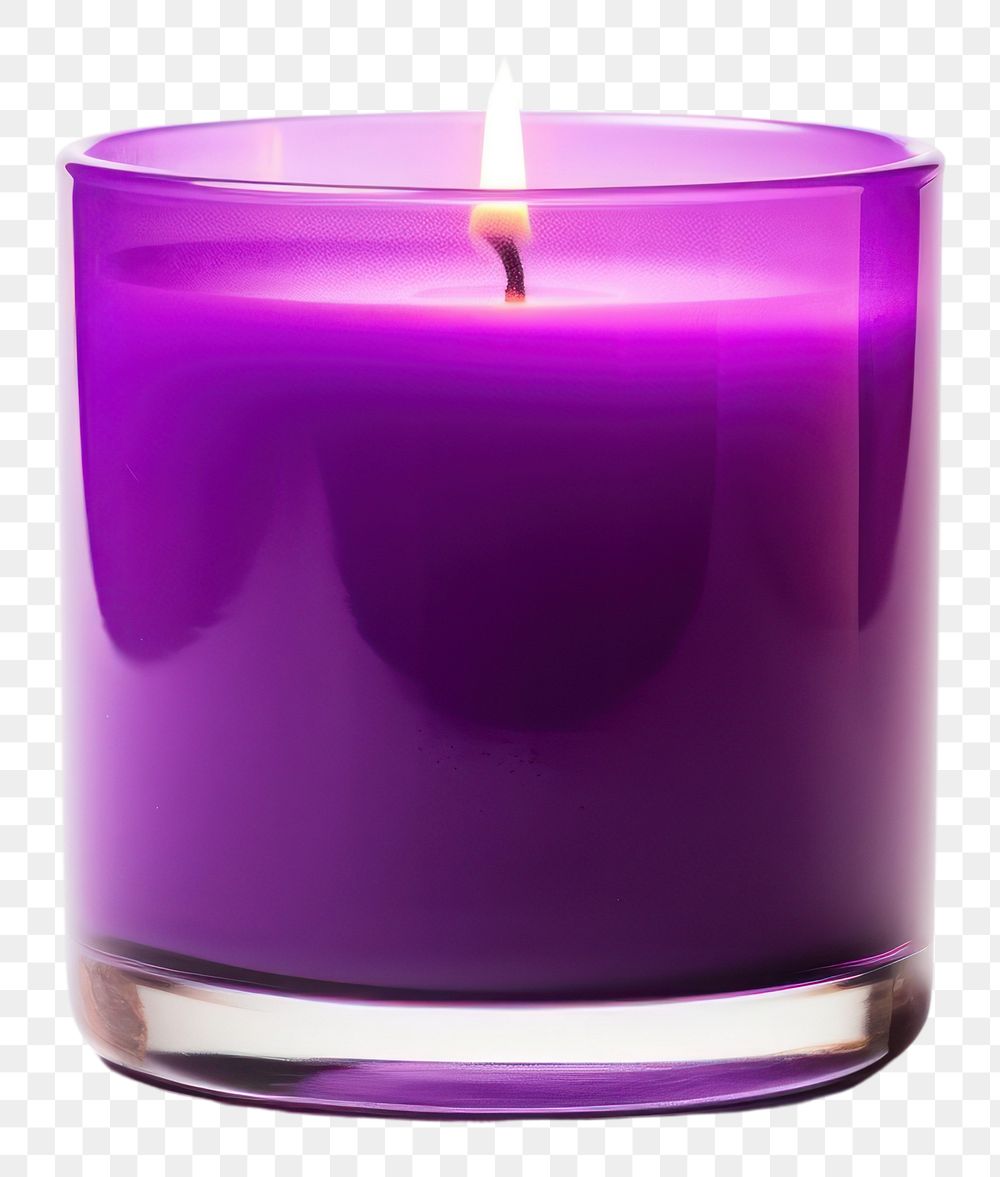 PNG Mockup of a candle purple glass white background.