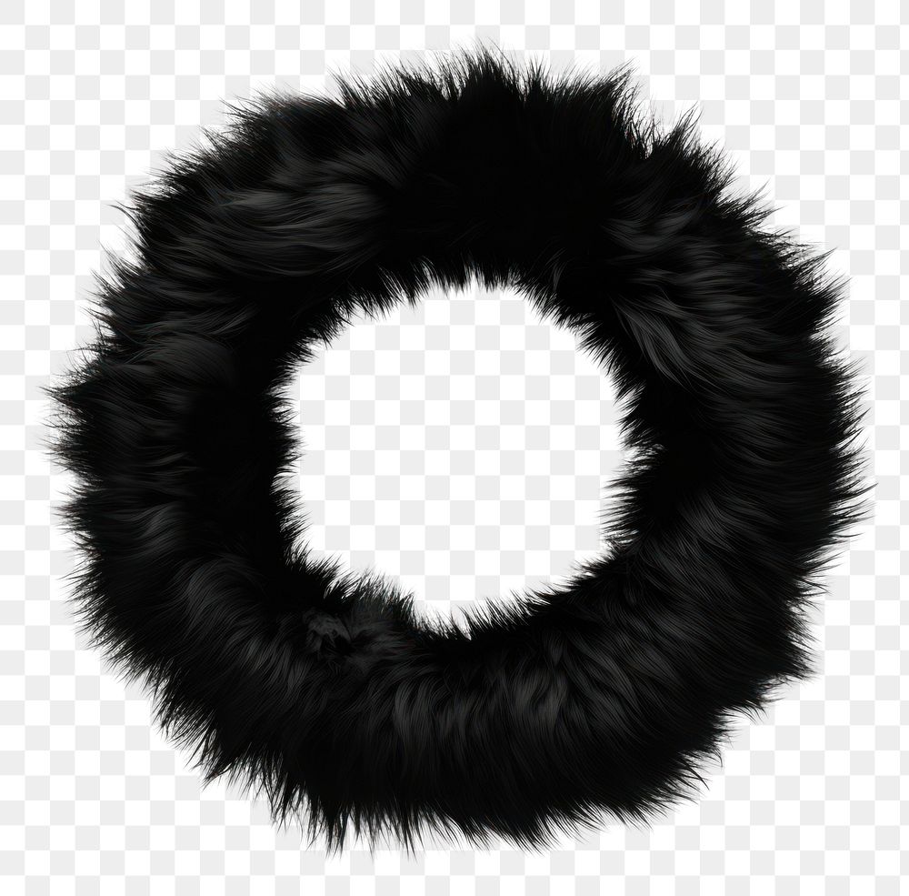PNG Fluffy black fur hoop accessories monochrome accessory.