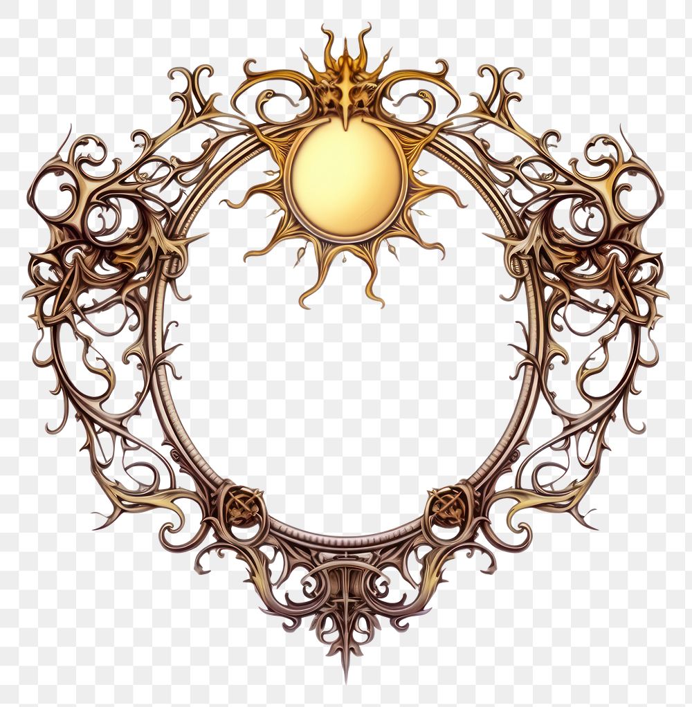 PNG Moon and Sun jewelry ornate white background.