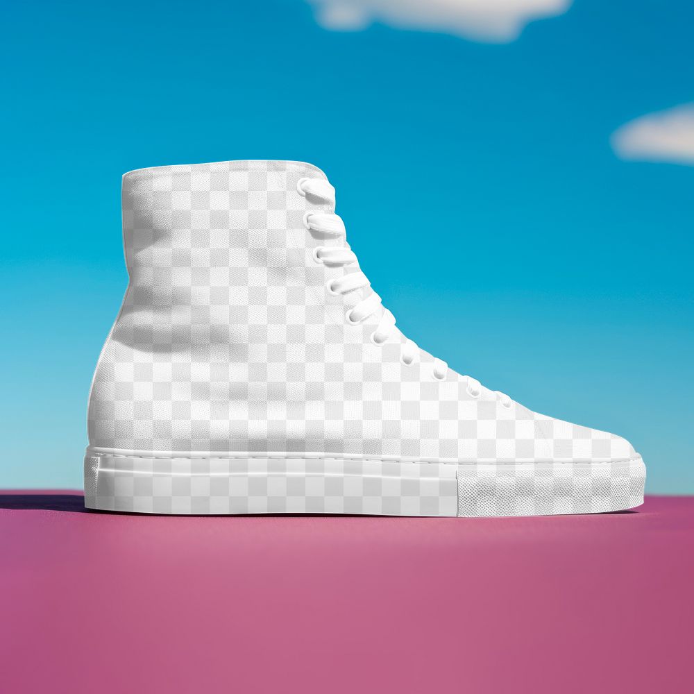 High-top sneakers png mockup, transparent design