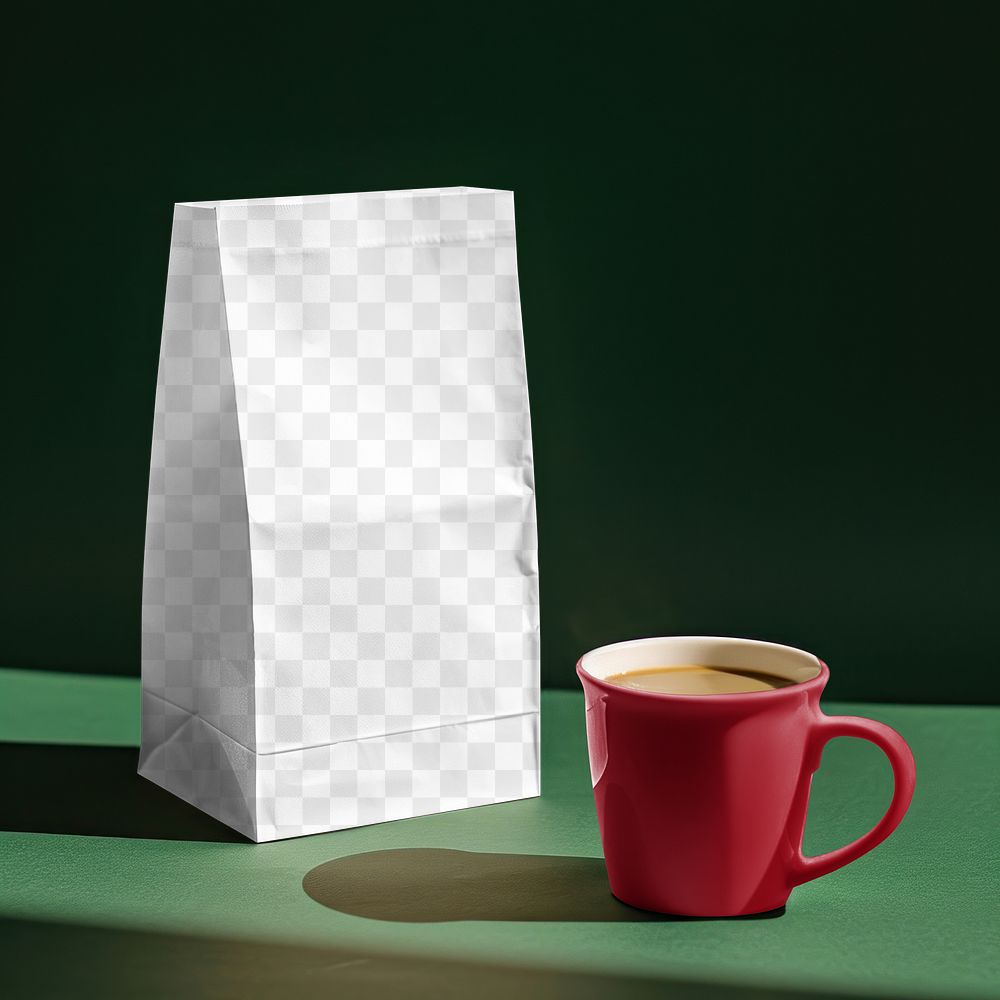 Pastry paper bag png mockup, transparent design