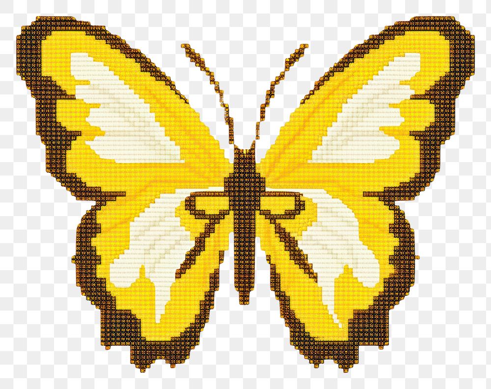 PNG  Cross stitch butterfly animal insect invertebrate.