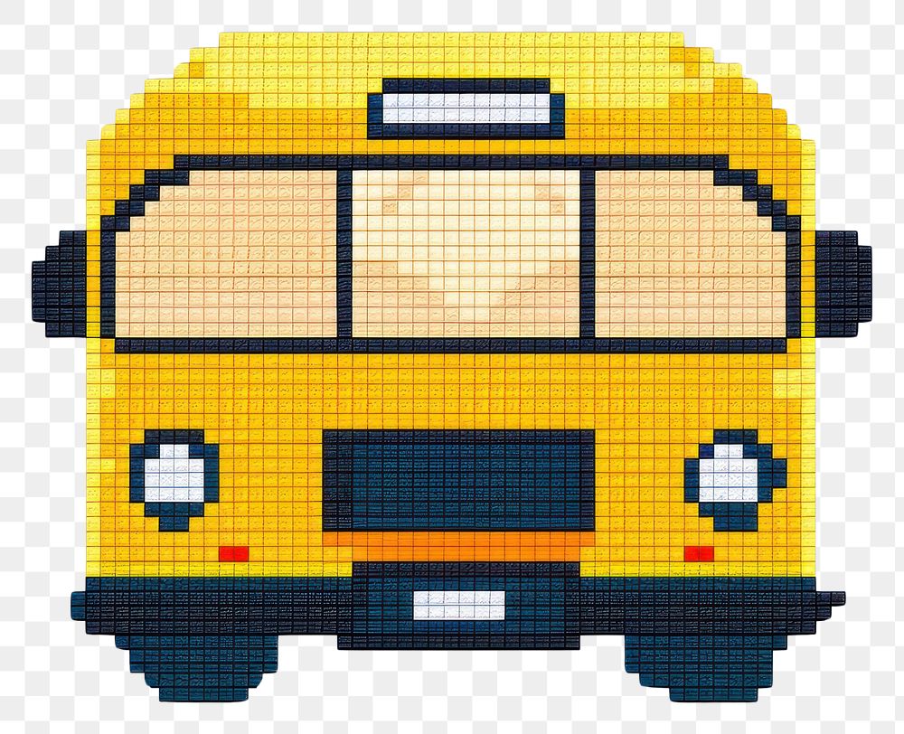 PNG  Cross stitch school bus vehicle white background transportation.