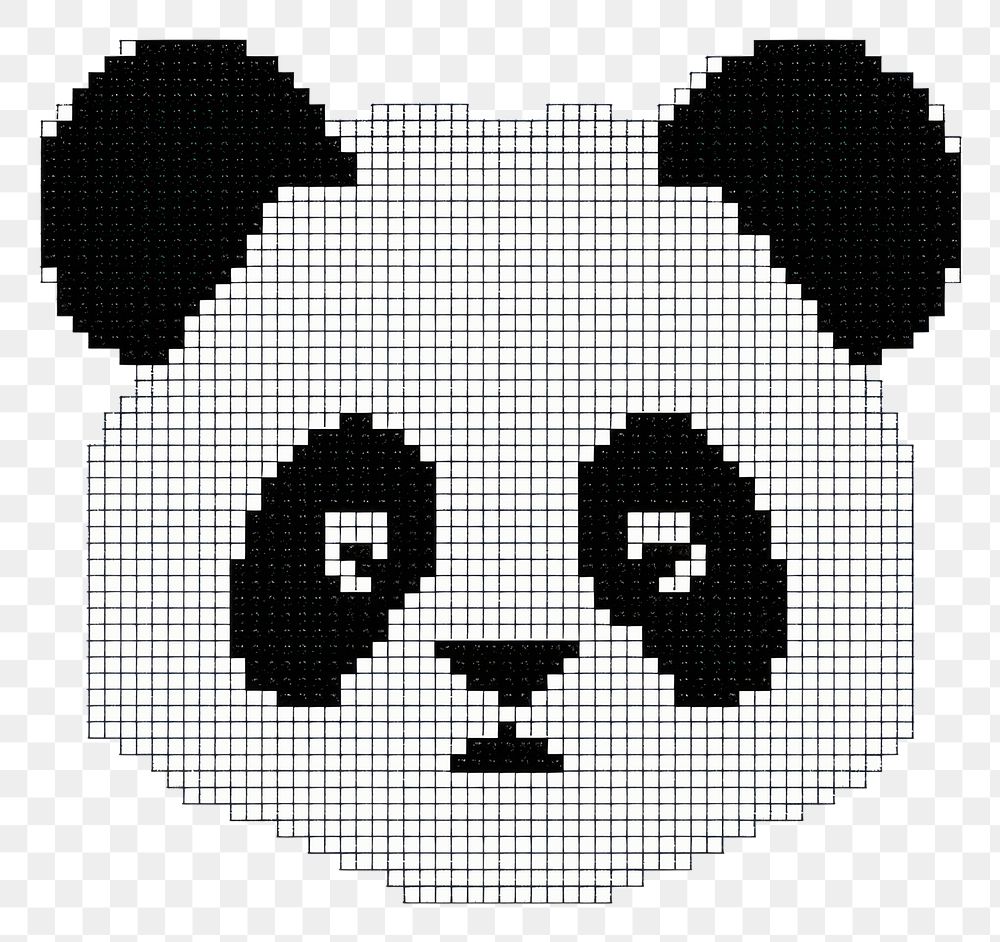 PNG  Cross stitch panda face mammal bear representation.