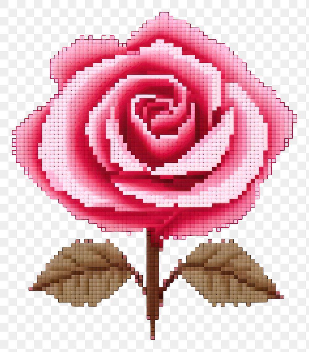 PNG  Cross stitch rose bloom textile flower plant.