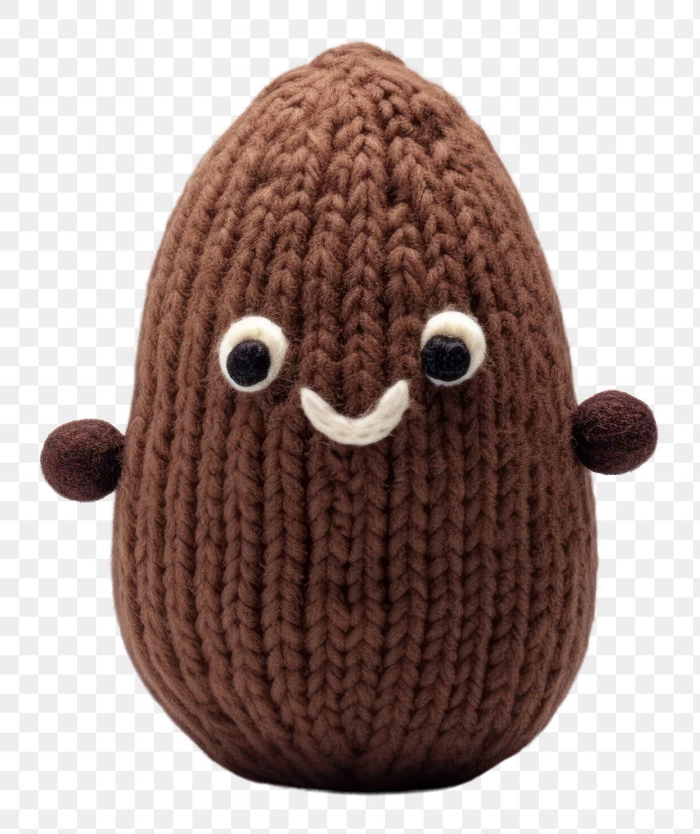 PNG Knit coffee bean toy white background anthropomorphic.