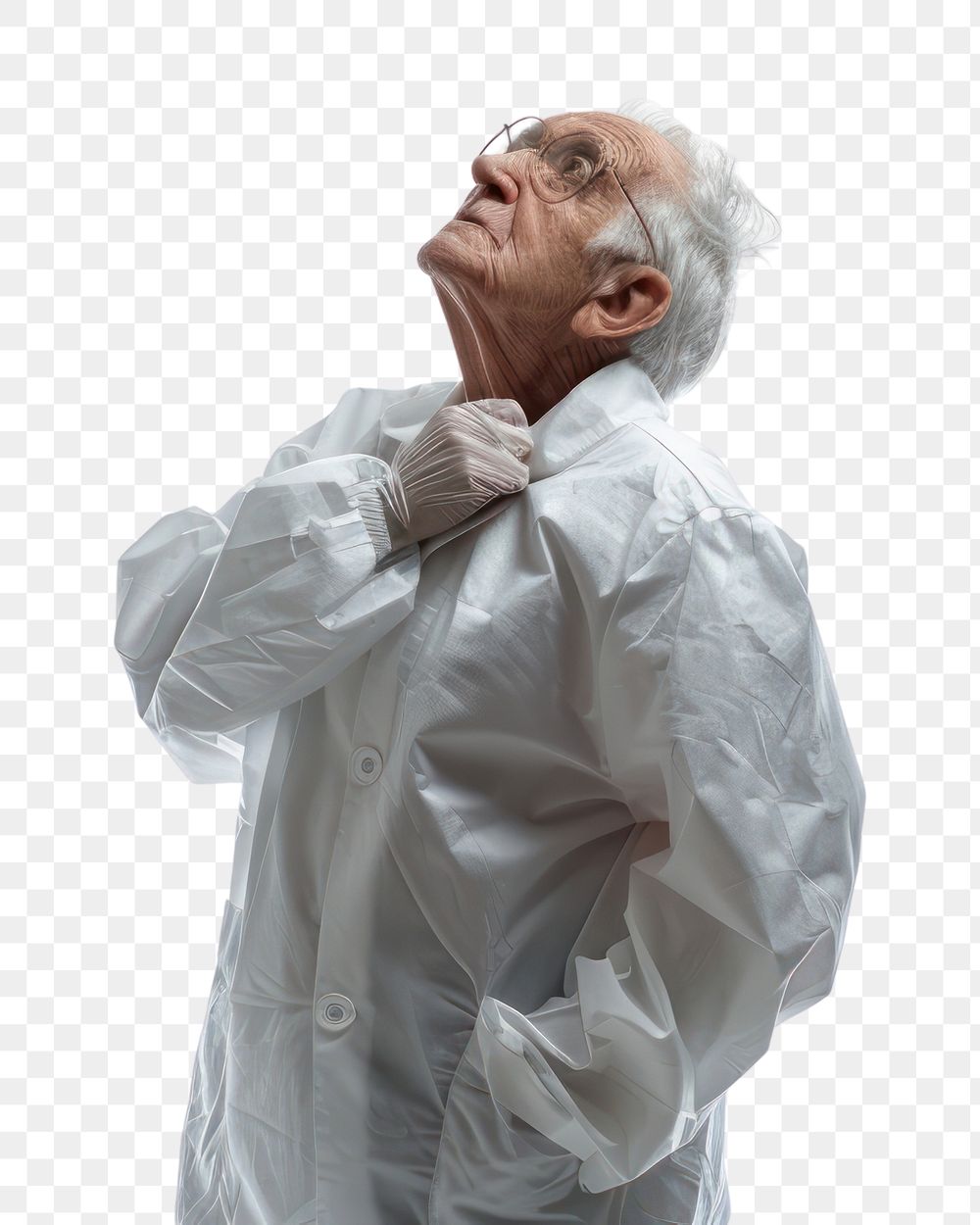 PNG Elderly person have a fever adult white white background.