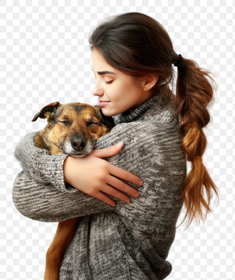 PNG Portrait hugging mammal animal.