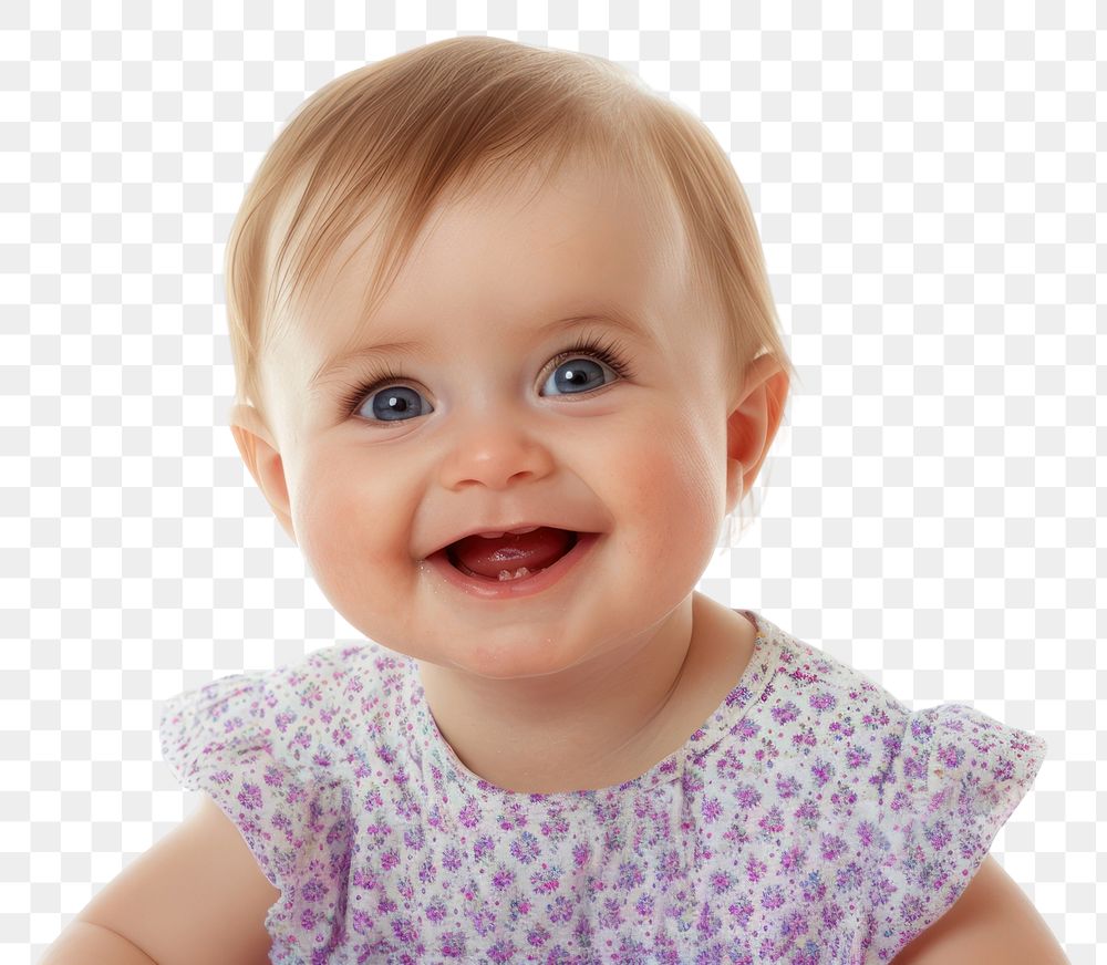 PNG Baby girl portrait smile photo.