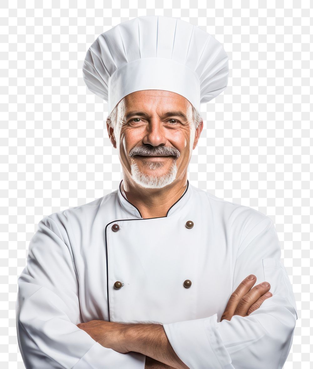 PNG Confident chef portrait adult white background.