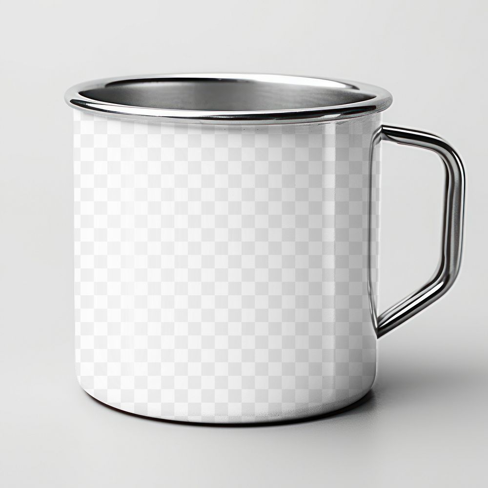 Stainless enamel mug png product mockup, transparent design