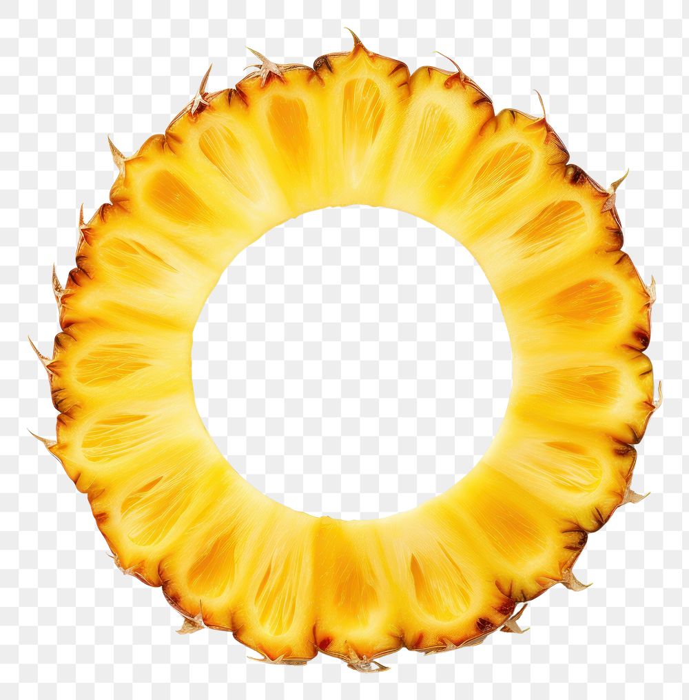 PNG Thin pineapple ring slice food white background freshness.