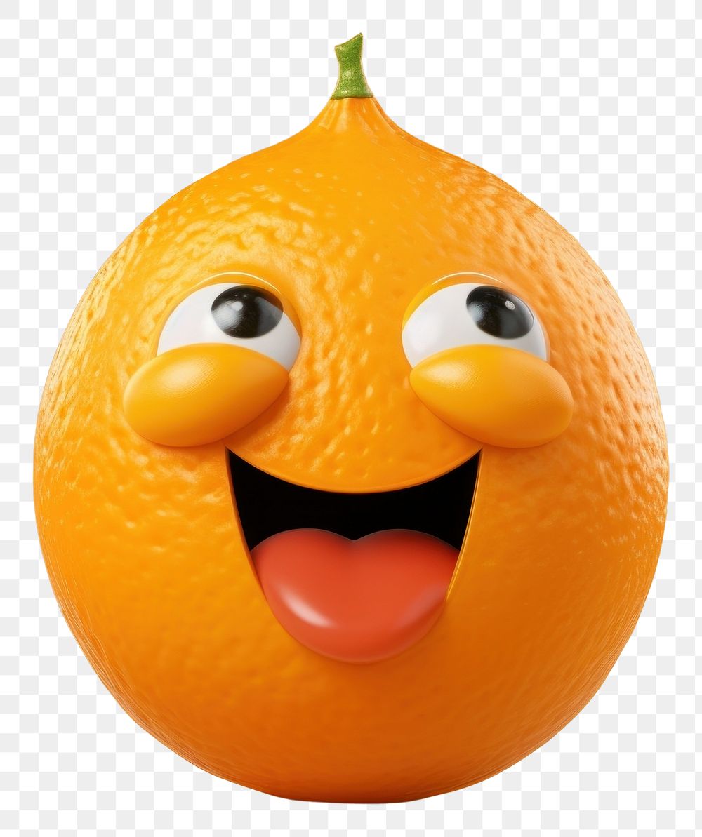 PNG Orange character playful face grapefruit plant food.