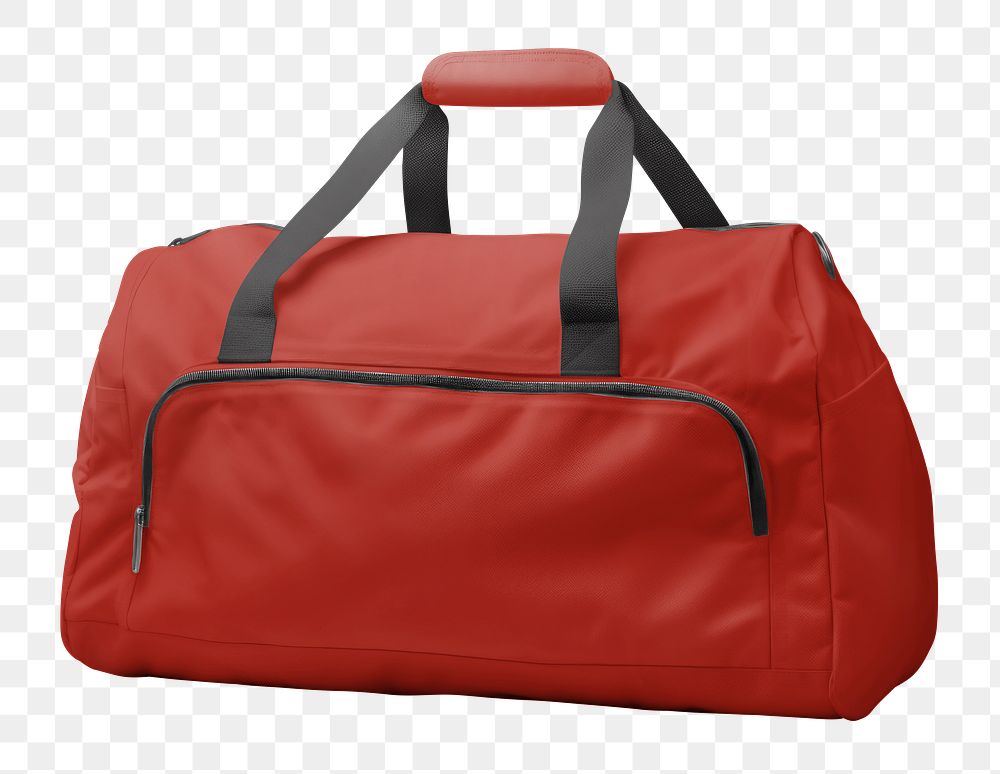 PNG Red duffle bag, transparent background