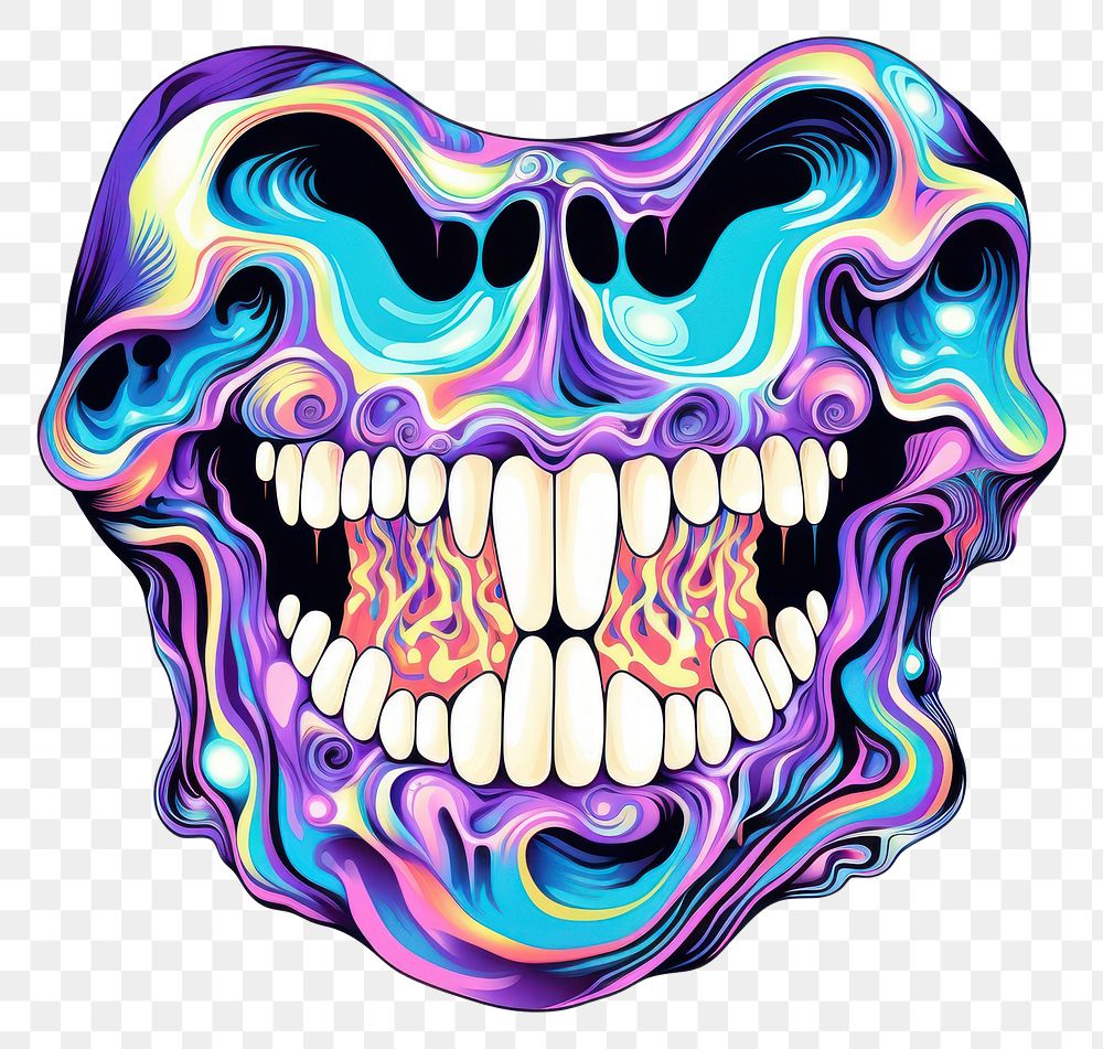 PNG An abstract Graphic Element of wisdom teeth purple fun art.