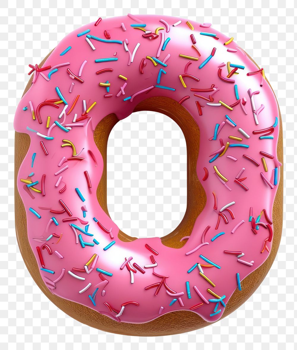 PNG Donut in Alphabet Shaped of 0 donut dessert shape.