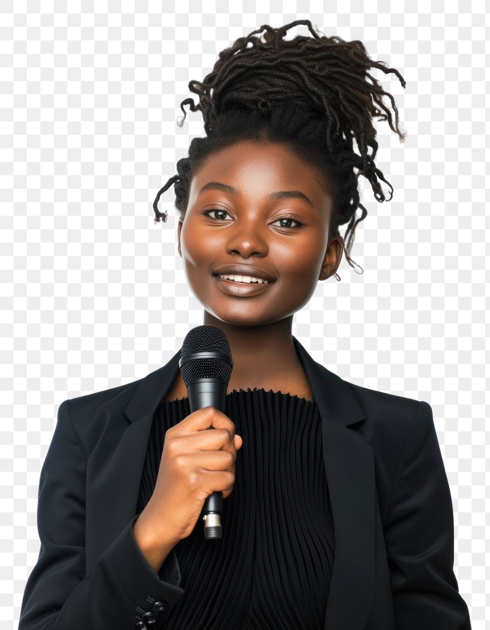 PNG A woman lecturer holding a microphone portrait smiling adult.