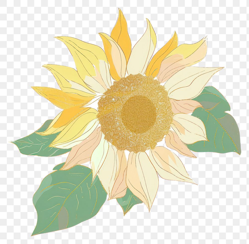 PNG Sunflower chinese plant art white background.