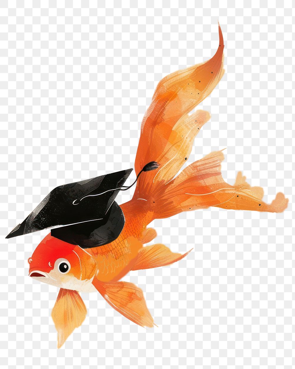 PNG A Goldfish graduates wearing a graduation gown goldfish animal wildlife.