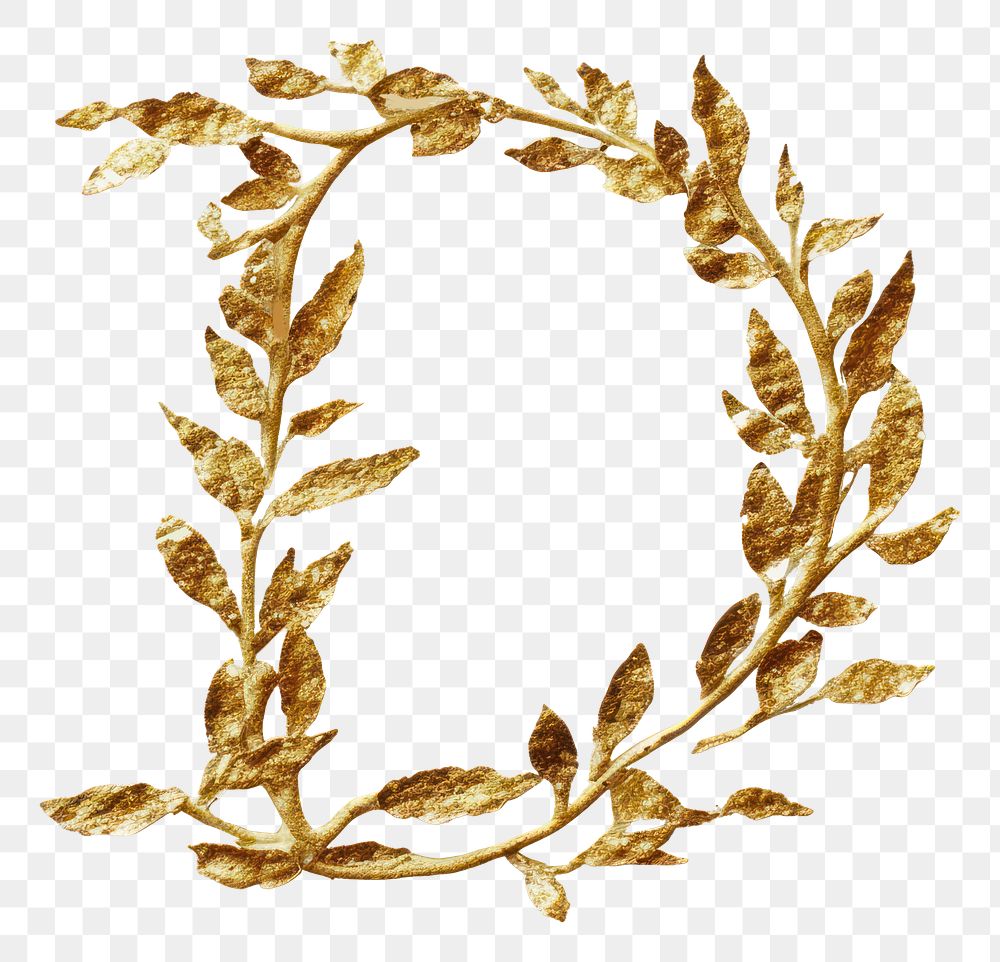 PNG Gold jewelry font leaf.