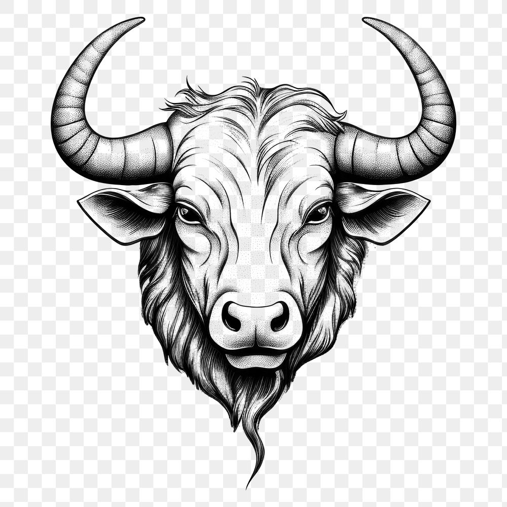 PNG Taurus drawing livestock buffalo.