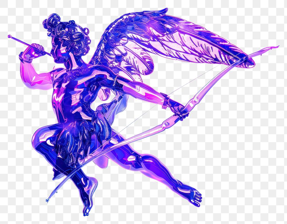 PNG Neon cupid violet white background representation.