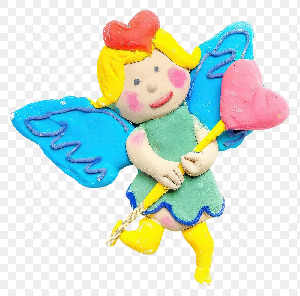 PNG Cute plasticine a cupid toy white background representation.